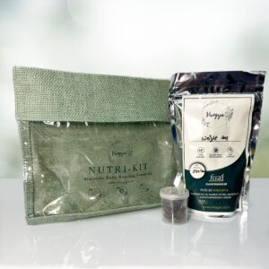 "Virogya Sehat Series Weight Loss Nutri Kit with Ayurvedic churan and herbal tablets for metabolism, appetite control, and natural fat loss."